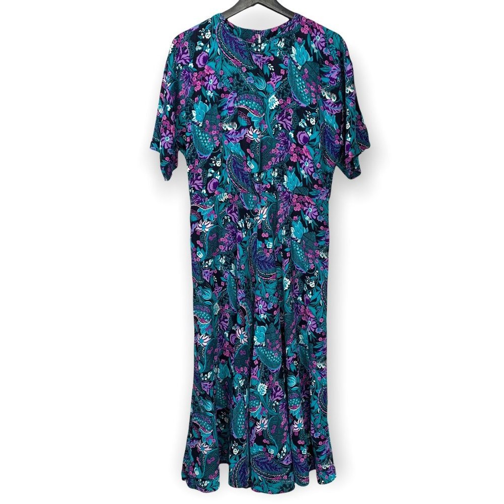 Vintage 90s ED Michaels Jewel Tone Floral Dress Small